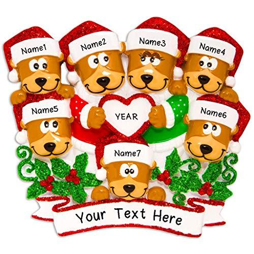 Brown Bear Family Personalized Ornament (Family of 7)