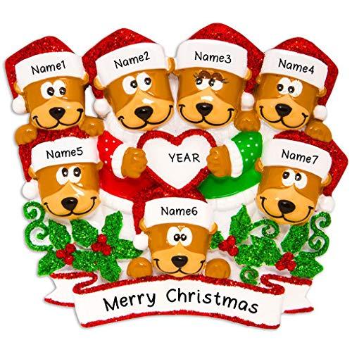 Brown Bear Family Personalized Ornament (Family of 7)