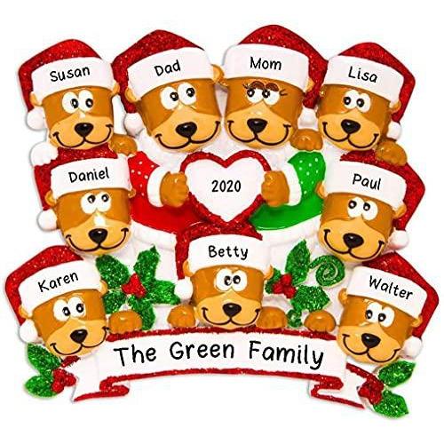 Brown Bear Family Personalized Ornament (Family of 9)