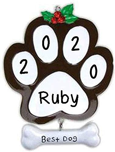 Brown Dog Paw Personalized Ornament
