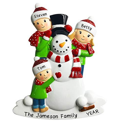 Building Snowman Family Personalized Ornament (Family of 3) Default Title