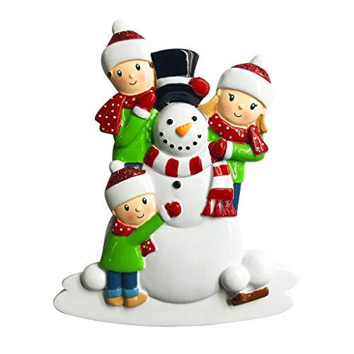 Building Snowman Family Personalized Ornament (Family of 3)