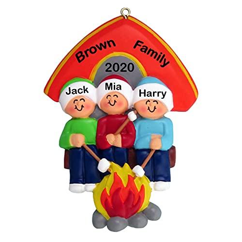 Camping Family Personalized Ornament (Family of 3)