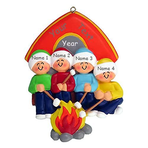 Camping Family Personalized Ornament (Family of 4) Default Title