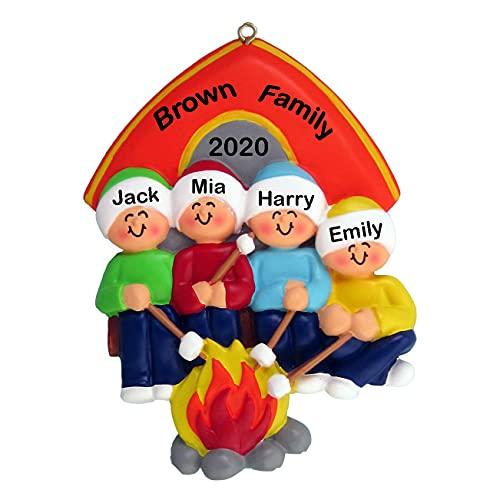 Camping Family Personalized Ornament (Family of 4)