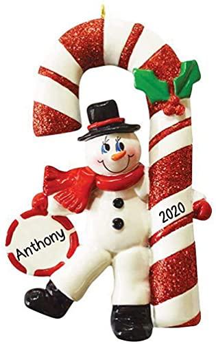 Candy Cane Snowman Ornament