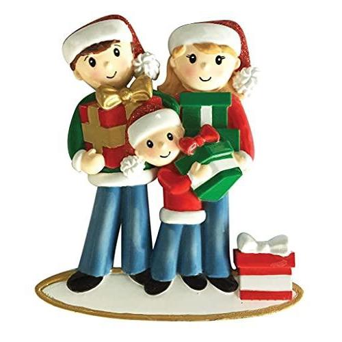 Carrying Presents Family Personalized Ornament (Family of 3)