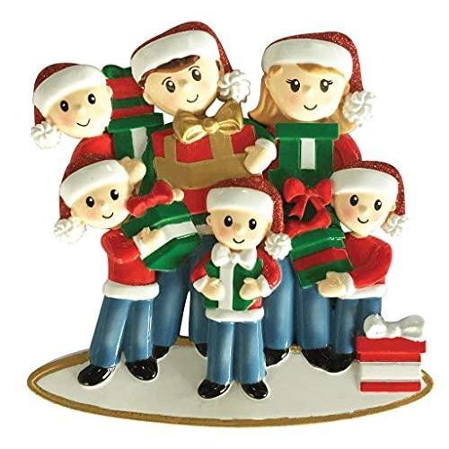 Carrying Presents Family Personalized Ornament (Family of 6)