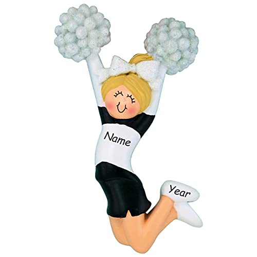 Cheerleader Personalized Ornament (Black Female Blonde)