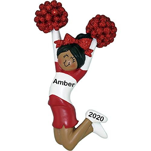 Cheerleader Personalized Ornament (Red Female African American)
