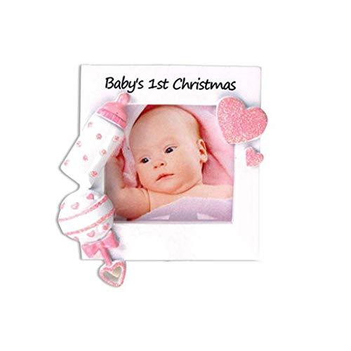 Christmas Baby Frame Personalized Ornament (Pink)