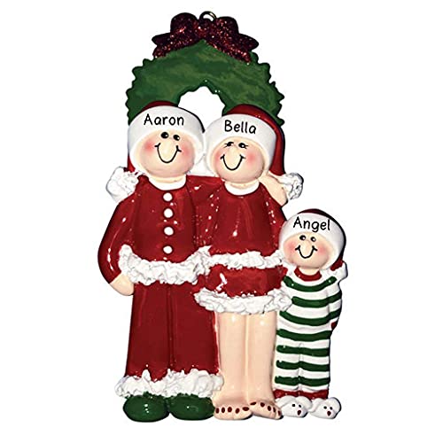 Christmas Eve Family Personalized Ornament (Family of 3)