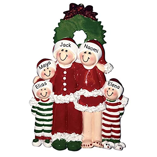 Christmas Eve Family Personalized Ornament (Family of 5)