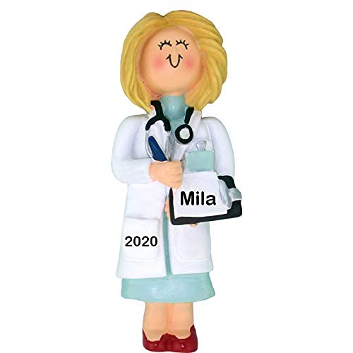 Clipboard Doctor Personalized Ornament (Female Blonde)