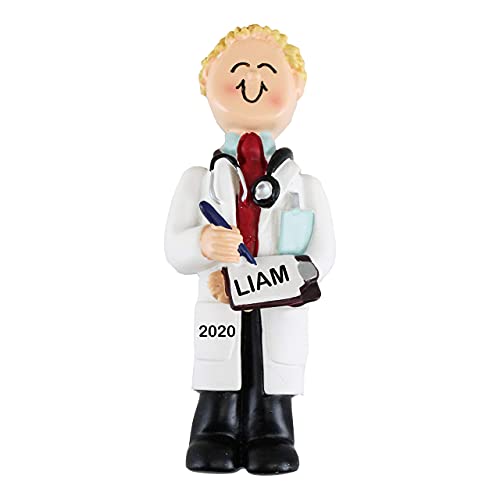 Clipboard Doctor Personalized Ornament (Male Blonde)