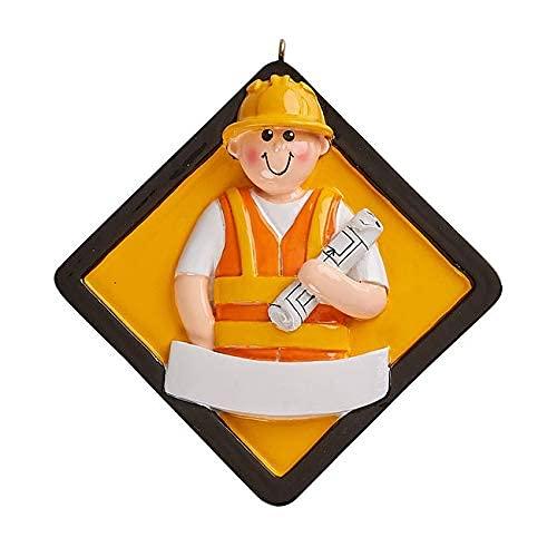 Construction Personalized Ornament (Construction Man)