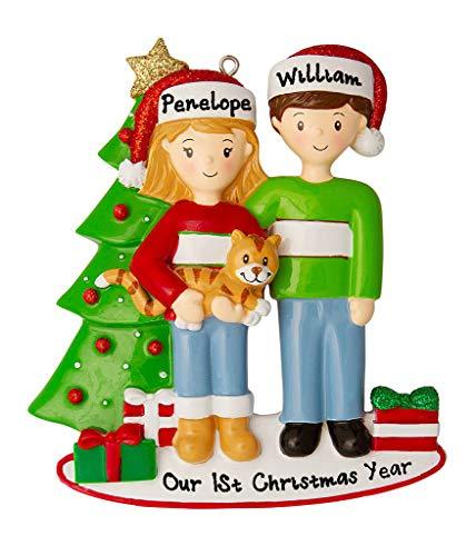 Couple with Cat Personalized Ornament