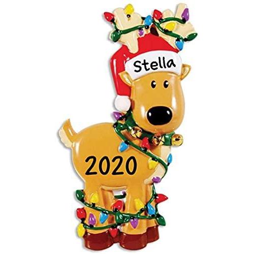 Deer Tangled in Lights Personalized Ornament