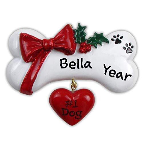 Dog Bone with Bow Personalized Ornament