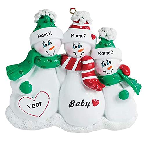 Expecting Snow Family Personalized Ornament (Family of 3)