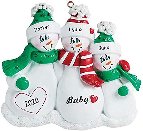 Expecting Snow Family Personalized Ornament (Family of 3)