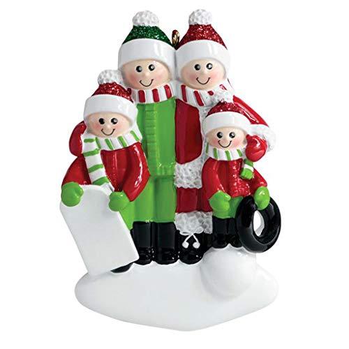 Family Playing in Snow Ornament (Family of 4)