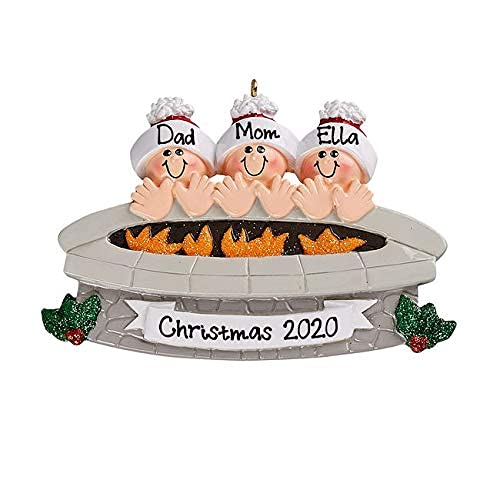 Fire Pit Family Personalized Ornament (Family of 3)