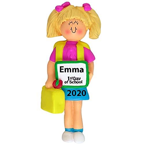 First Day of School Ornament (Female Blonde)