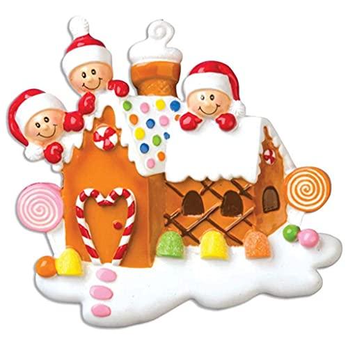 Gingerbread House Family Personalized Ornament (Family of 3)