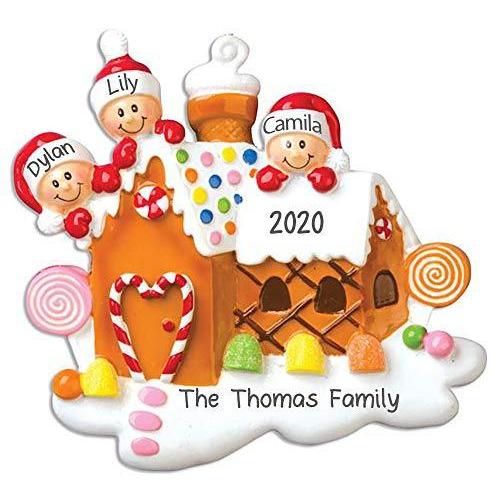 Gingerbread House Family Personalized Ornament (Family of 3)