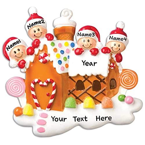 Gingerbread House Family Personalized Ornament (Family of 4) Default Title