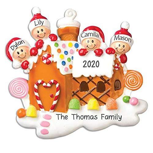 Gingerbread House Family Personalized Ornament (Family of 4)