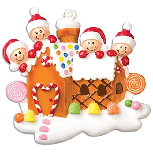 Gingerbread House Family Personalized Ornament (Family of 4)