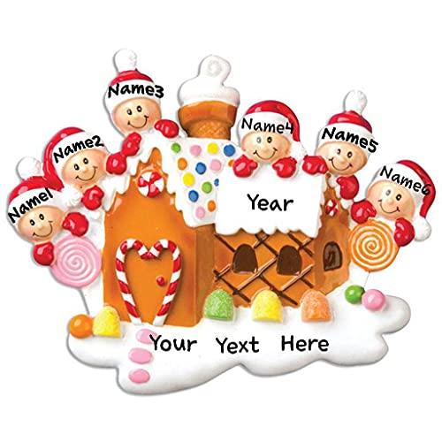 Gingerbread House Family Personalized Ornament (Family of 6) Default Title
