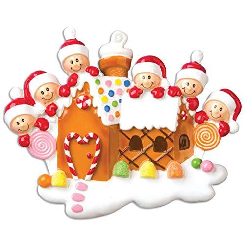 Gingerbread House Family Personalized Ornament (Family of 6)