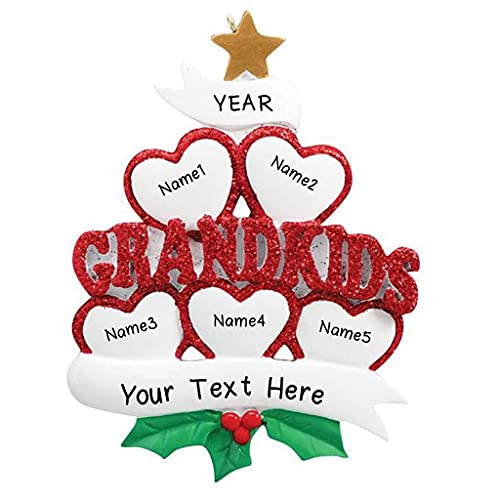 Grandkid Hearts Family Personalized Ornament (Family of 5) Default Title