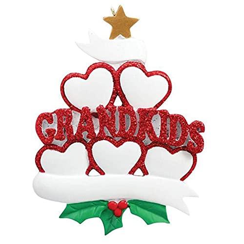 Grandkid Hearts Family Personalized Ornament (Family of 5)