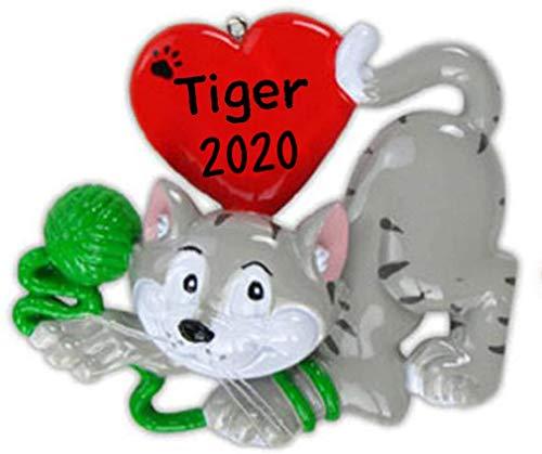 Grey Cat Lover Personalized Ornament
