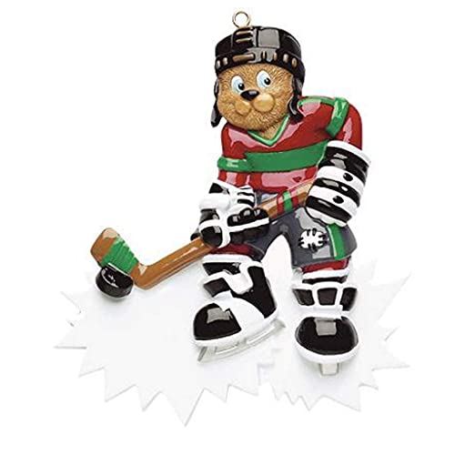 Hockey Bear Christmas Personalized Ornament