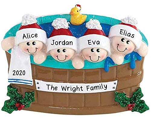 Hot Tub Heaven Family Personalized Ornament (Family of 4)