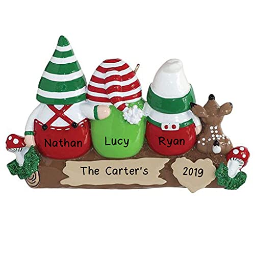 Idle Gnomes Family Personalized Ornament (Family of 3)