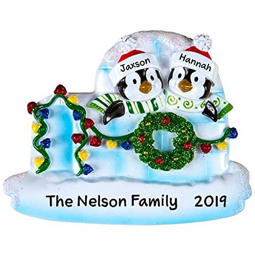 Igloo Penguin Family Personalized Ornament (Family of 2)