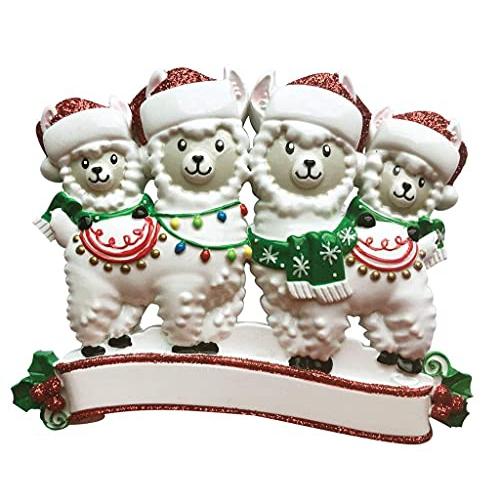 Llama Family Personalized Ornament (Family of 4)