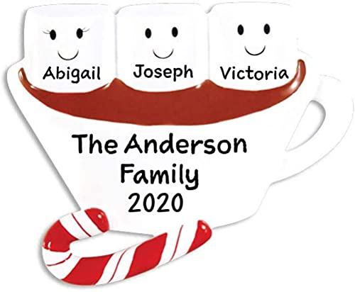 Marshmallow Hot Chocolate Family Personalized Ornament (Family of 3)