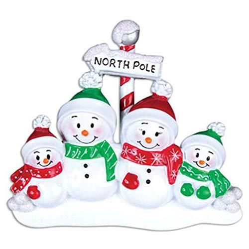 North Pole Snow Family Personalized Ornament (Family of 4)