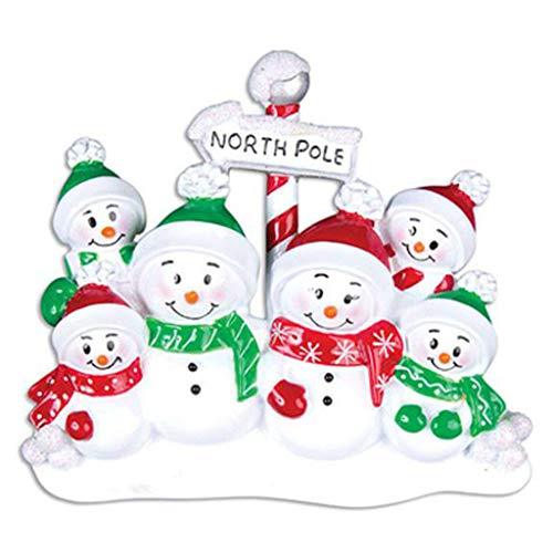 North Pole Snow Family Personalized Ornament (Family of 6)