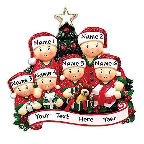 Opening Present Family Pajamas Personalized Ornament (Family of 6) Default Title