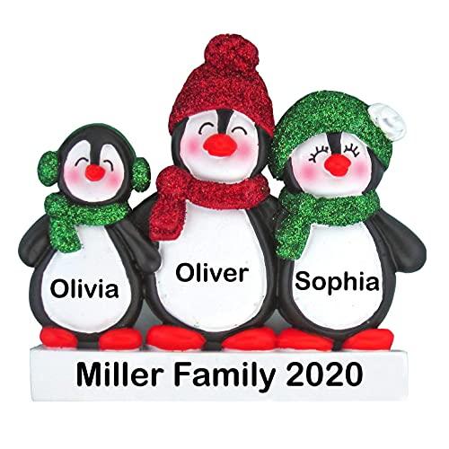 Penguin Family Personalized Ornament (Family of 3)