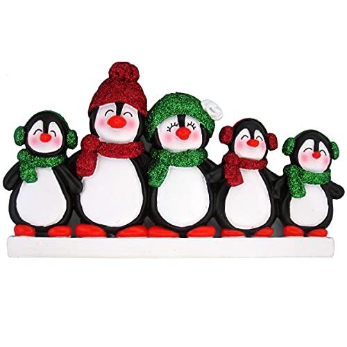 Penguin Family Personalized Ornament (Family of 5) Default Title
