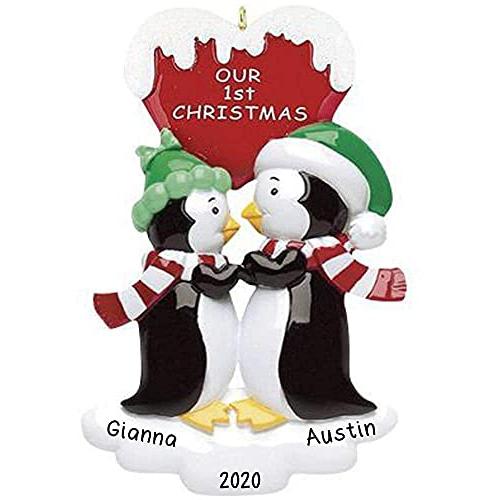Penguin Kisses - Words Couple Personalized Ornament